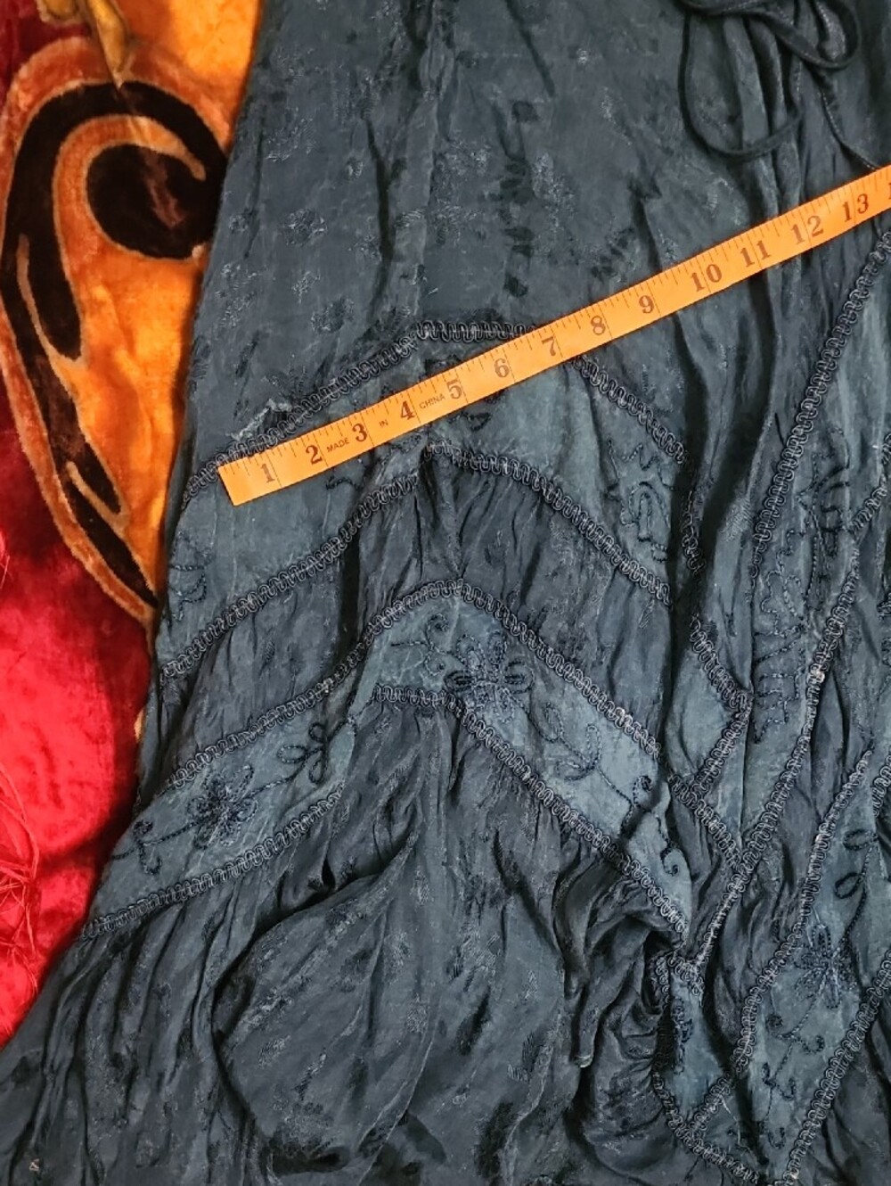 Scully Navy Blue Embroidered Tiered Midi Dress - Picture 9 of 12